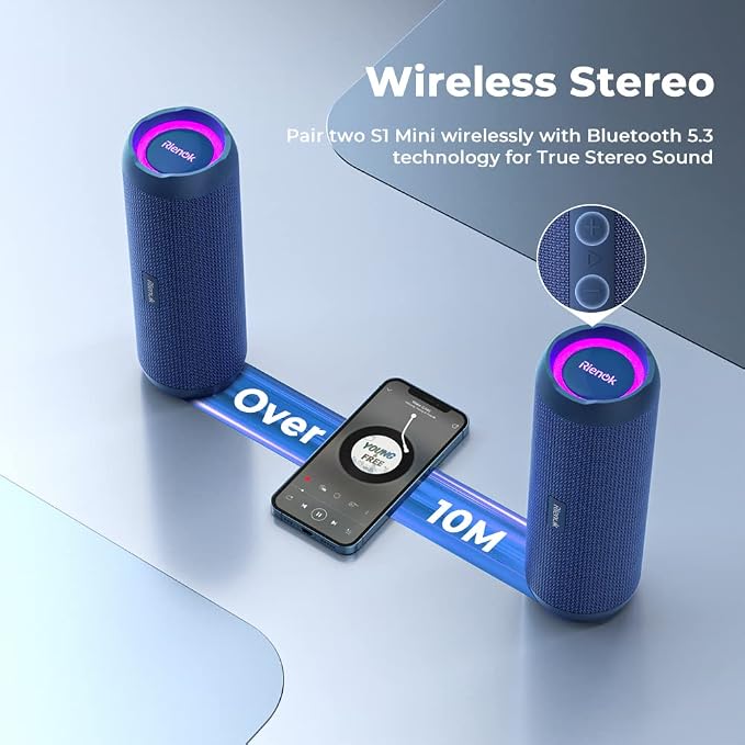 RIENOK Portable Bluetooth Speaker 30W Dual Pairing True Wireless Stereo HD - Image 2