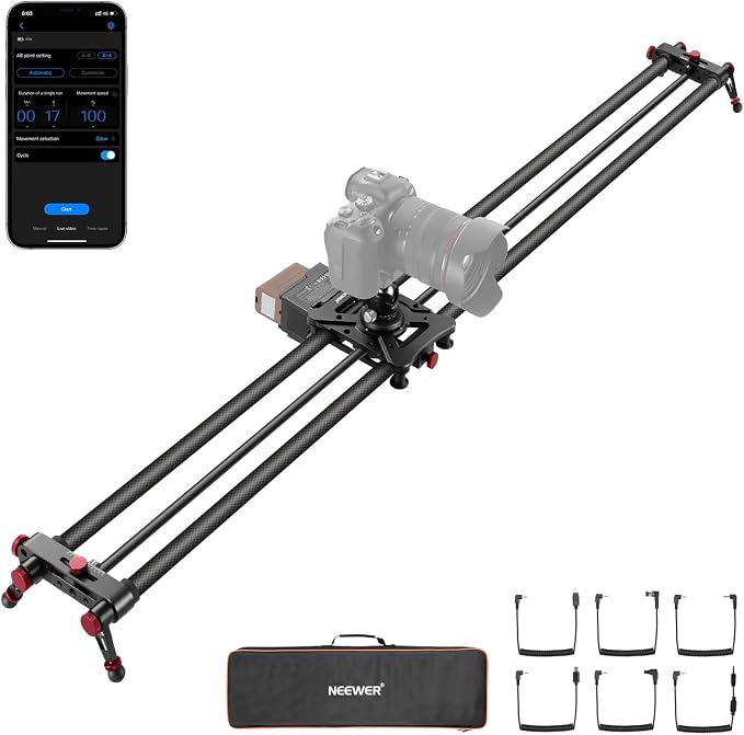 NEEWER 47.2"/120cm Motorized Camera Slider, App Wireless Control DSLR Carbon by Neewer