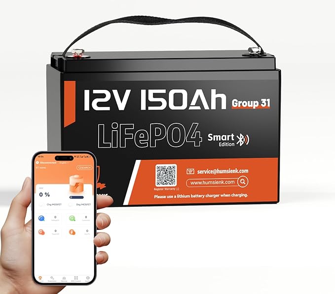 12V 150Ah LiFePO4 Lithium Battery – BCI Group 31 Deep Cycle Battery by HumsiENK