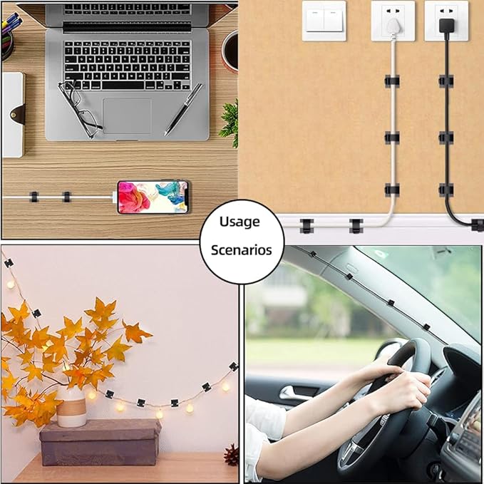 100 PCS White Adhesive Cable Clips Cord Organizer, Wire Holder - Image 6