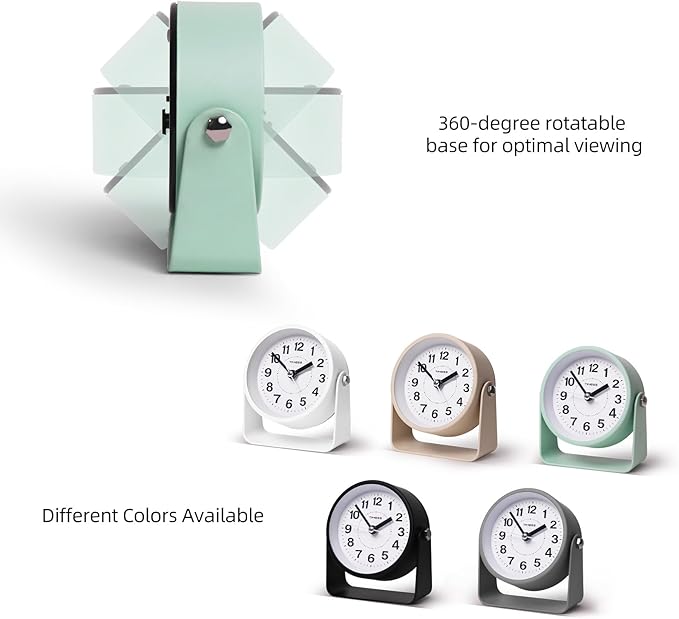 Analog Alarm Clock, Silent Non-Ticking Quartz Movement, Battery-Operated - Image 4