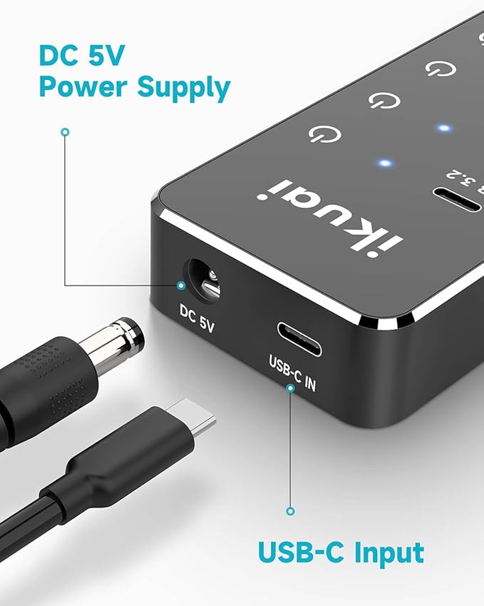 Powered USB Hub, ikuai 7-Port USB 3.2 / USB C Hub, - Image 6