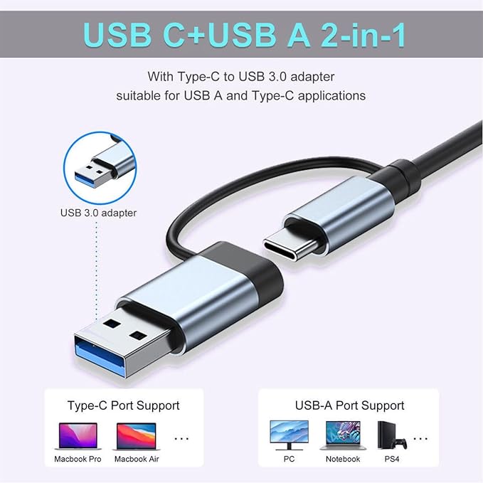 USB C Hub USB Hub 3.0, VIENON Aluminum 8 in 1 USB Splitter - Image 8