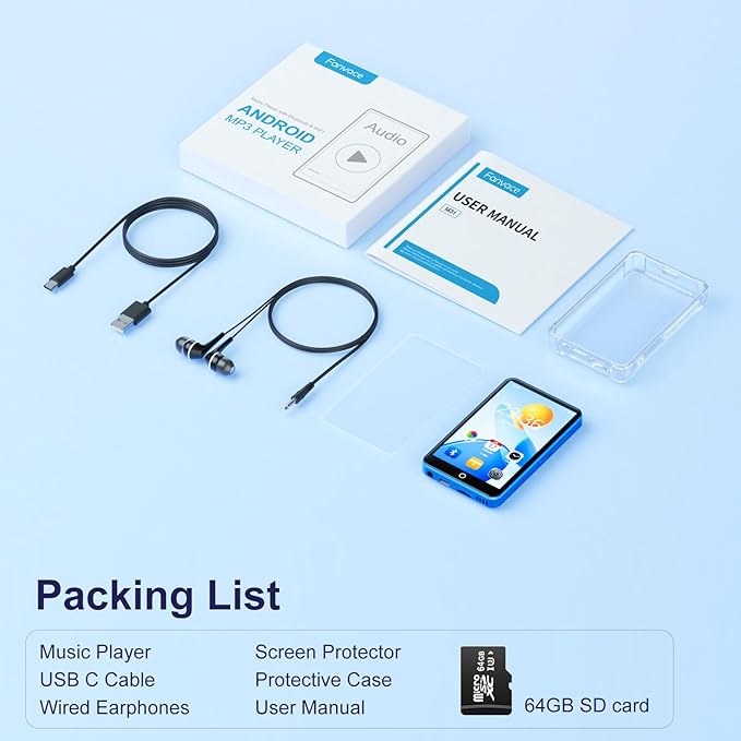 80GB MP3 Player with Bluetooth and WiFi, Android MP3 & MP4 Players with 4" - Image 8