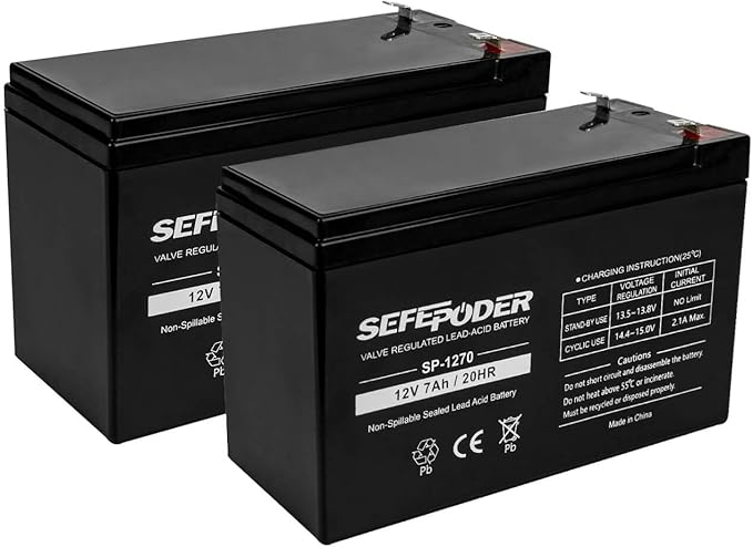 SEFEPODER 12 Volt 7ah Rechargeable Sealed Lead Acid Battery 2 Pack by SEFEPODER