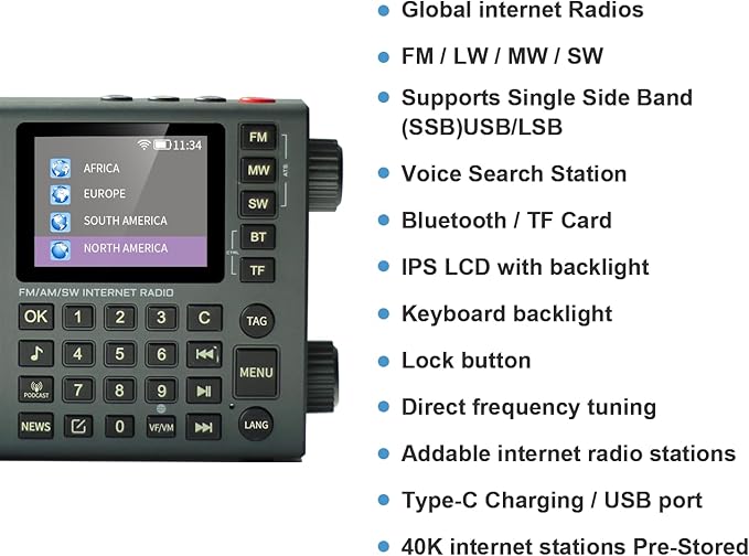 CHOYONG LC90 Mini Multi-Band Smart Internet Radio Portable WiF/4G, Longwave & - Image 3
