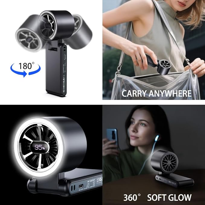 CAZOKASI Rechargeable Strong Wind Handheld Fan - Image 2