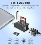 VIENON 5-Port USB 3.0 Hub with SD TF Card Reader, USB Extender Adapter with - Image 2