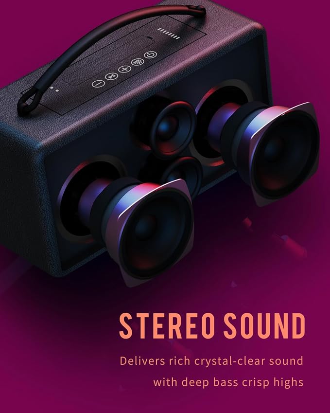 DINDIN Portable Bluetooth Speaker: 80W, 20H Playtime, Loud Wireless Wood - Image 9