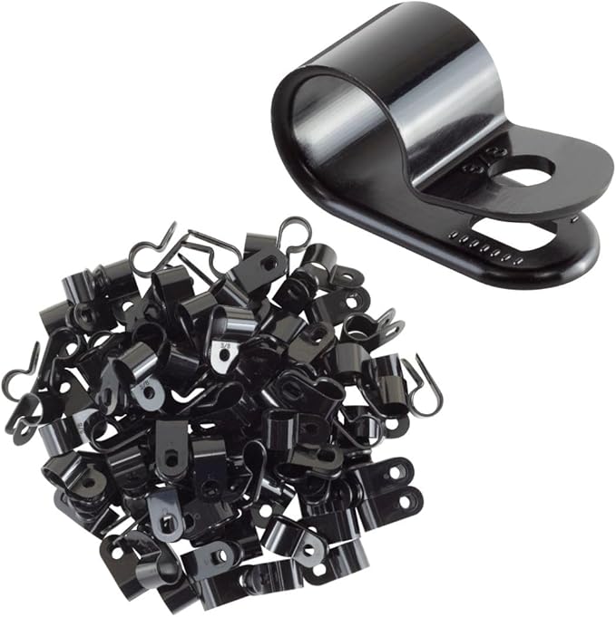 GTSE Black Nylon Plastic Cable Clamps, 3/8" Screw Mounts - Image 2