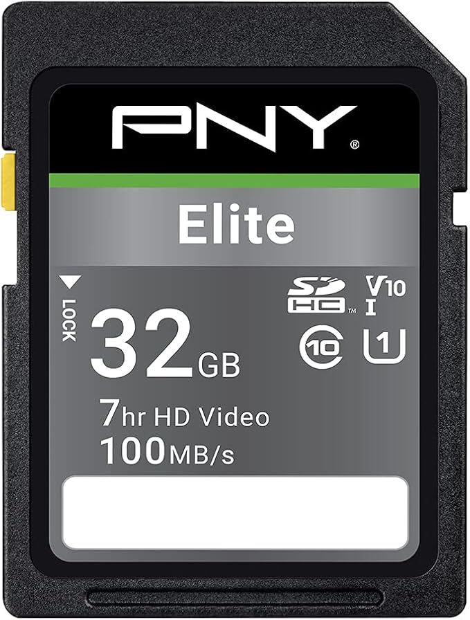 PNY 32GB Elite Class 10 U1 V10 SDHC Flash Memory Card by PNY
