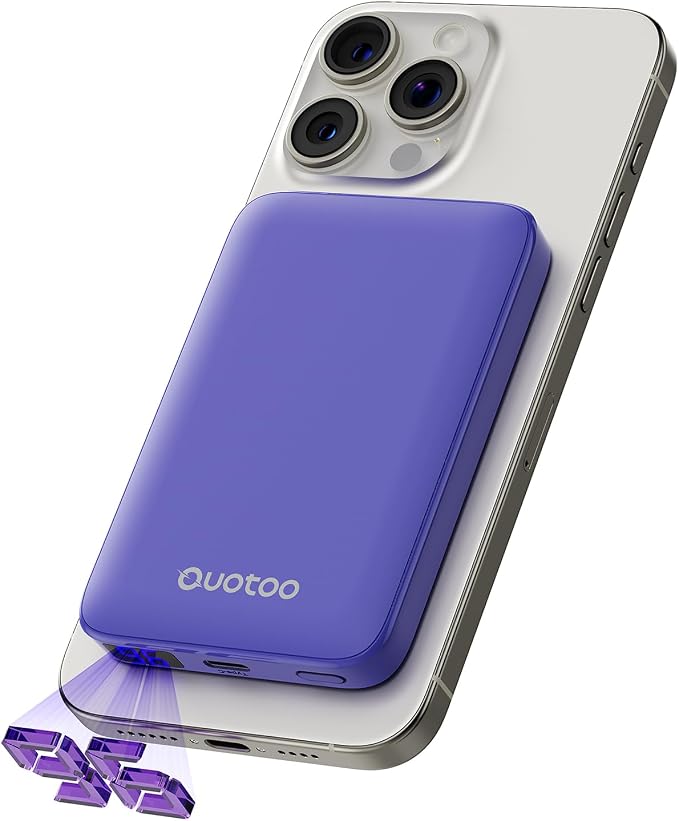 2025 Magnetic 15W Power Bank for iPhone, 5000mAh Magsafe Battery Pack by Ouotoo