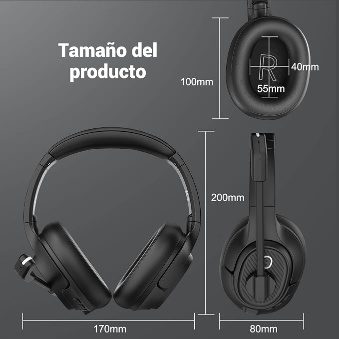 Bluetooth Headset for PC, Wireless Computer Headphone - Image 6