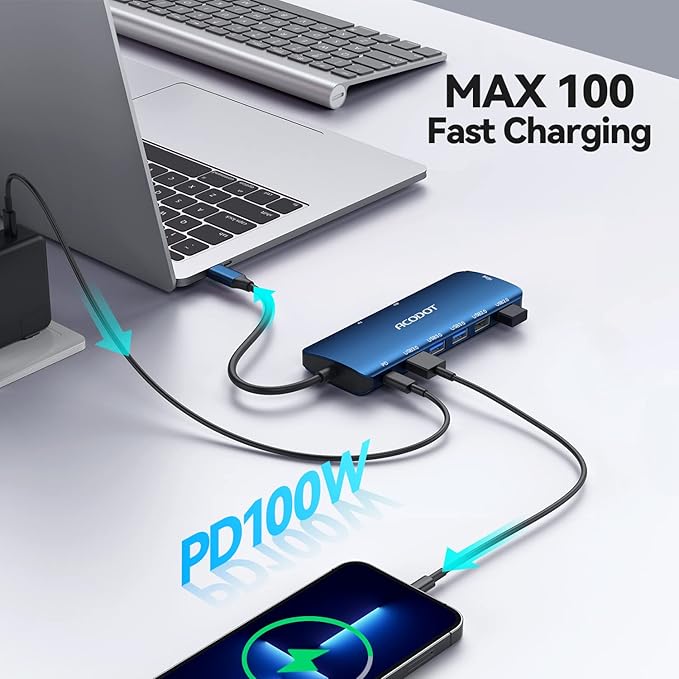 Acodot 9 in 1 USB C to 4K@60HZ HDMI Multiport Adapter, 3 USB 3.0 Ports - Image 6