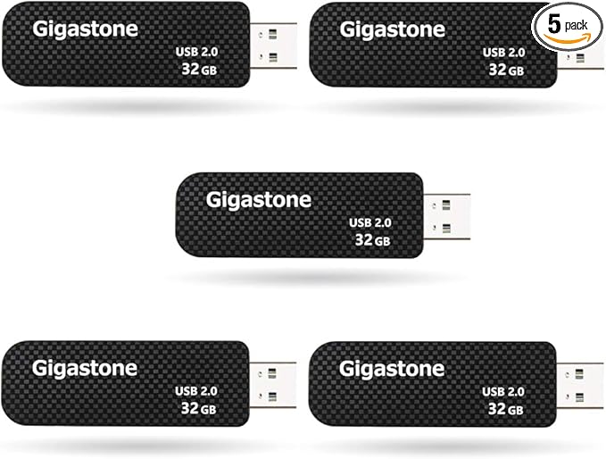 GIGASTONE V30 32GB USB 2.0 Flash Drive 5-Pack, Capless Retractable Design Pen by Gigastone