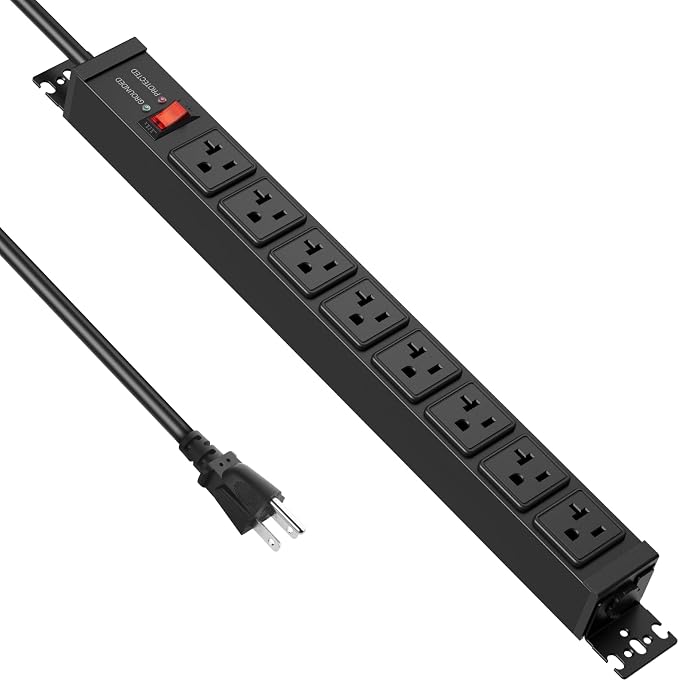 JUNNUJ 20 Amp Power Strip Surge Protector 4800J, Heavy Duty 8 Outlet Metal by JUNNUJHome