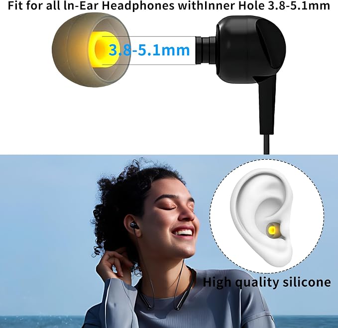 Replacement Earbud Tips Soft Anti Slip Washable and Reusable Silicone Fit Most - Image 4