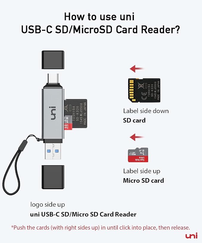 uni SD Card Reader, High-Speed USB C to Micro SD Card Adapter USB 3.0 Dual Slots - Image 8
