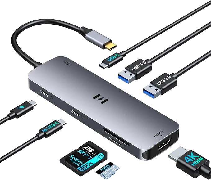 USB C Hub HDMI Adapter for MacBook Pro/Air, 8 in 1 USB C Video Hub by SeloreS-Global