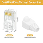 MECCANIXITY 60pcs Cat6 RJ45 Pass Through Connectors, RJ45 Connector 8P8C Gold - Image 2