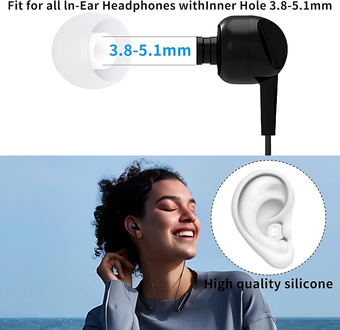 Earbud Replacement Tips Silicone Earbud Tips Fit Most in-Ear Earbuds Headphone - Image 4