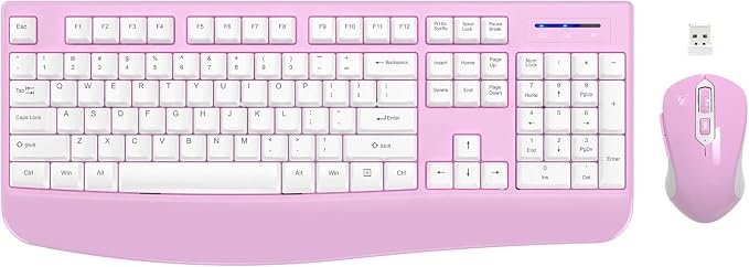 Wireless Keyboard and Mouse Combo, EDJO 2.4G Full-Sized Ergonomic Computer by EDJO