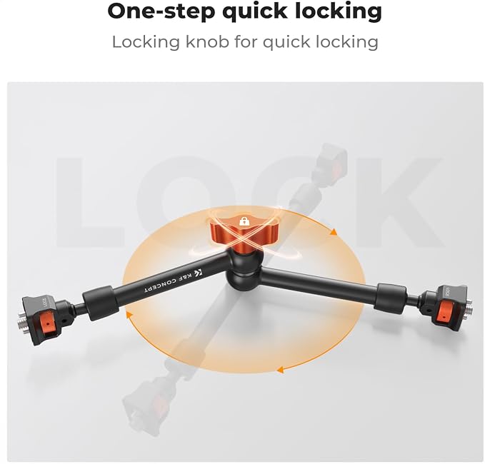 K&F CONCEPT 11" Magic Arm 1/4" Screw 360° Ball Heads Articulating Friction - Image 2