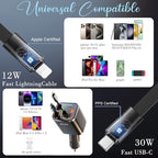 4 in 1 Retractable Car Charger for iPhone, 69W USB-C Fast Car Charger, - Image 5