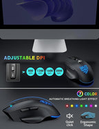 Wireless Keyboard and Mouse Backlits, Wrist Rest, LED Mouse, Rechargeable - Image 6