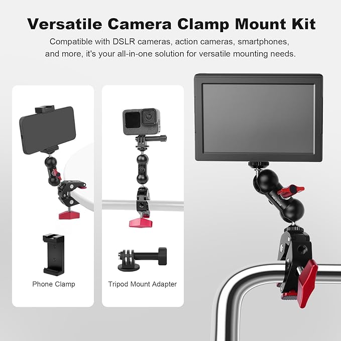 Super Clamp with Dual Ballhead Magic Arm, Aluminum Camera Clamp Mount Kit - Image 2