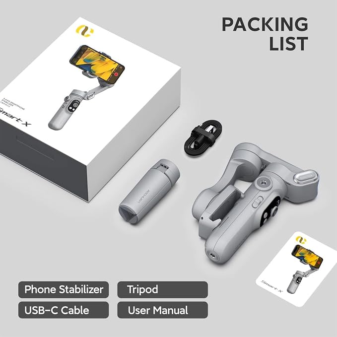 Gimbal Stabilizer for Smartphone w/LED Light Face Tracking Inception Timelapse - Image 2