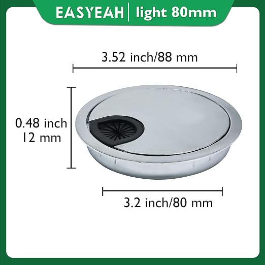 2 Pcs Desk Grommet 3-1/8" / 80 mm, Desk Cord Hole Cover, Cable Grommet Metal - Image 8
