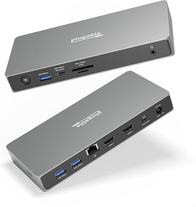 Plugable USB C Docking Station Dual Monitor, USB4 40G 100W Laptop Charging Dock by Plugable