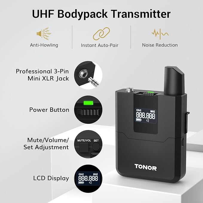 TONOR Wireless Microphone System, 4 * 10-Channel UHF Cordless Handheld Mic Set - Image 6