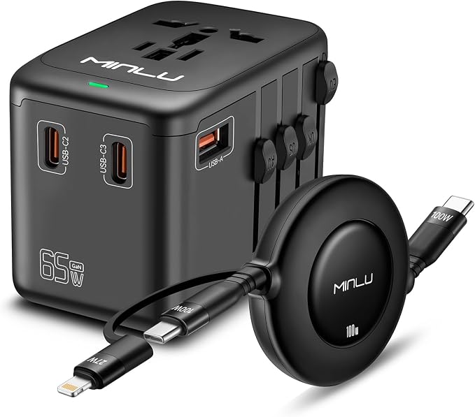 Universal Travel Multi Adapter, PD 65W Worldwide Travel Charger by Unknown