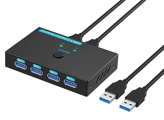 SGEYR USB 3.0 Switch USB Switcher 2 Computers Sharing 4 USB Devices USB Metal by SGEYR