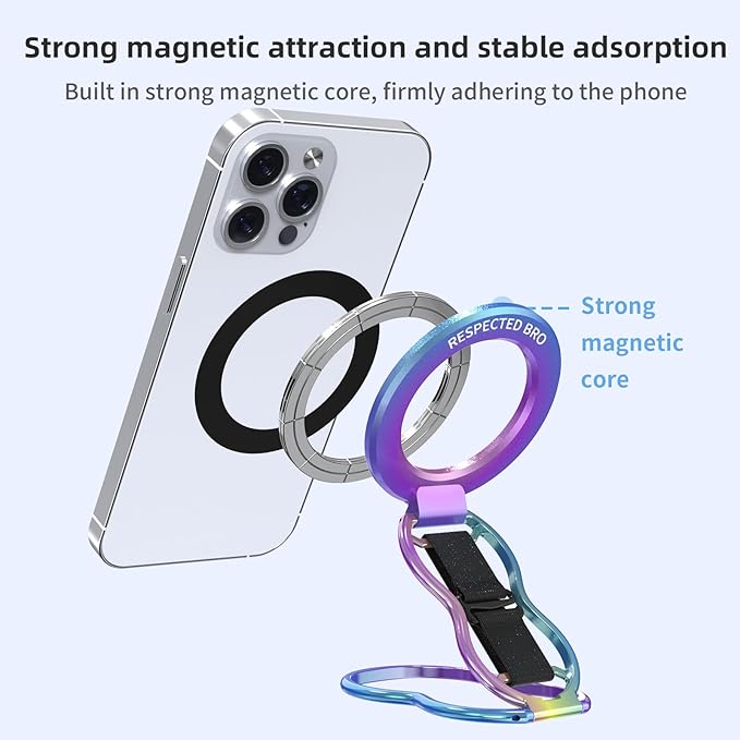 Magnetic-Phone-Grip-Stand-with-Finger-Strap, 4-in-1 Magnetic Ring Holder - Image 3