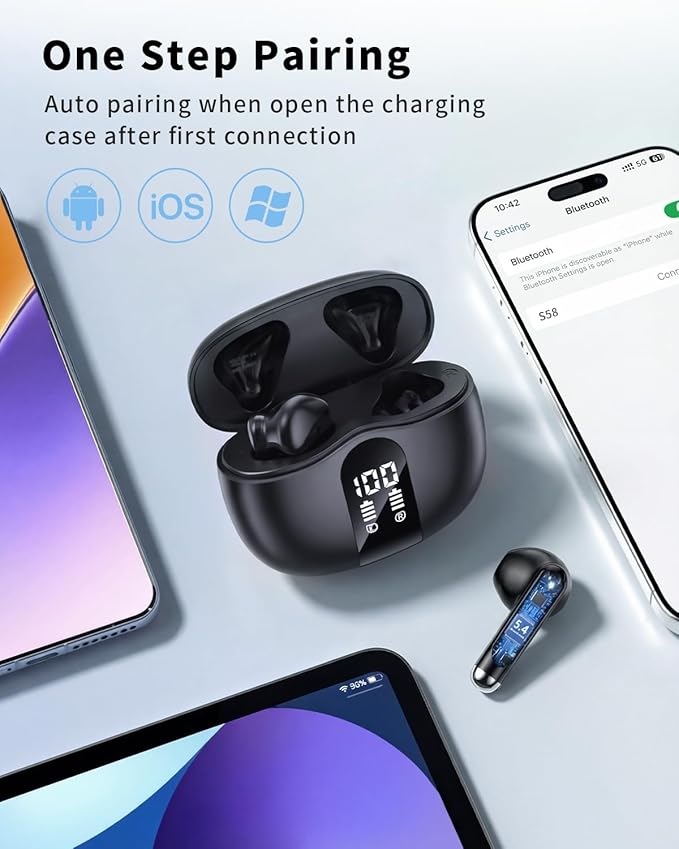 Wireless Earbuds, 2026 Bluetooth 5.4 Headphones Bass Stereo Ear Buds - Image 5