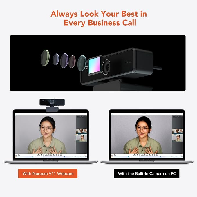 NUROUM V11 2K Webcam for PC, 1080P 60FPS USB Web Camera - Image 3