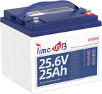24V 25Ah LiFePO4 Battery, 2C High Discharge Rate Built-in 50A BMS 640Wh Lithium by Timeusb