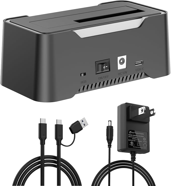 USB-C Hard Drive Docking Station, 2.5"/3.5" Inch SATA Enclosure by ANYOYO