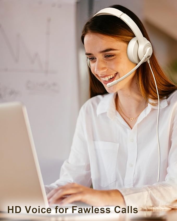 USB Headset with Microphone for PC, On-Ear Computer Laptop Headphones with - Image 6