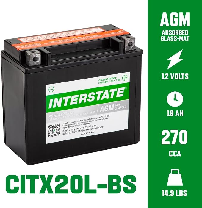 Interstate Batteries YTX20HL-BS 12V 18Ah Powersports Battery 270CCA - Image 3