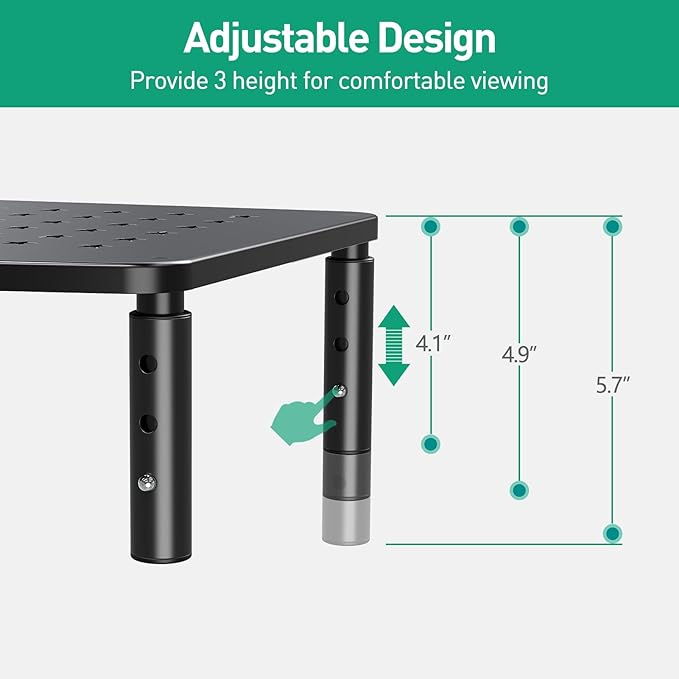 Zimilar 2 Pack Monitor Stands, 3 Height Adjustable Riser - Image 5