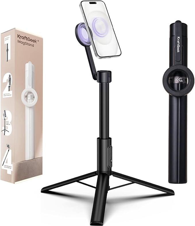 KraftGeek Magnetic Tripod for iPhone, 64” Selfie Stick for iPhone Magsafe by KraftGeek