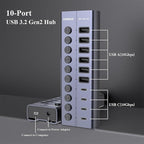 FIDECO 60W Powered USB Hub for Laptop and PC, 10-Port 10Gbps USB Splitter - Image 5