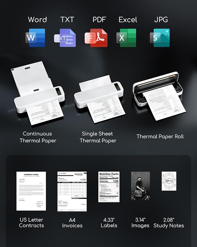 Portable Thermal Printer, Small Inkless Mobile Mini Printer - Image 3