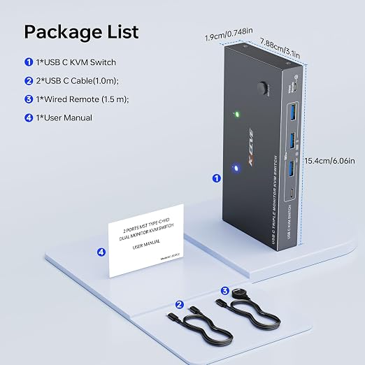 USB C KVM Switch 3 Monitors 2 Laptops 4K 1080P@60Hz, USB-C Docking Station - Image 9