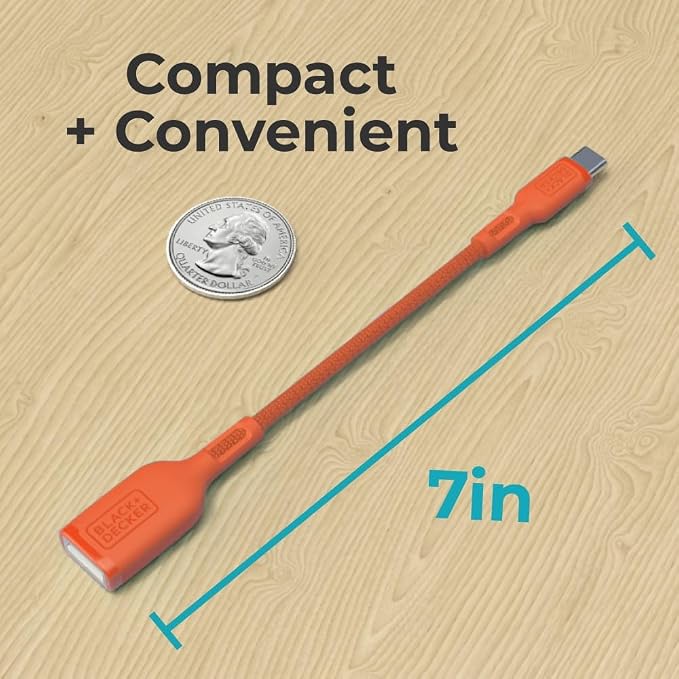 BLACK+DECKER USB C to USB A Adapter, USB C Male to USB Female Adapter Nylon - Image 9