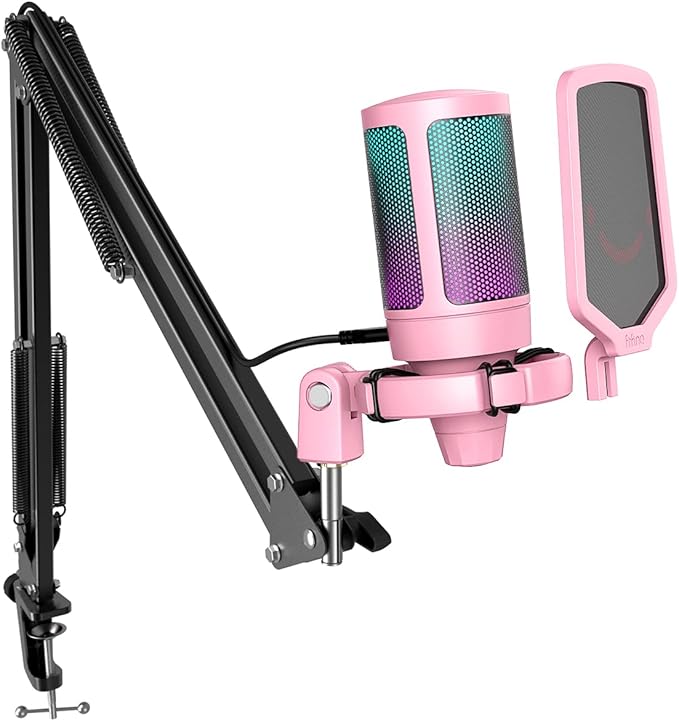 FIFINE Gaming USB Microphone Kit, PC Streaming Recording Computer RGB by FIFINE